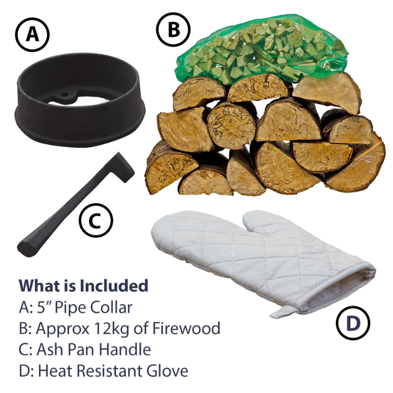 Royal Fire™ 5kW Cast Iron Multifuel Stove + Firewood Starter Kit