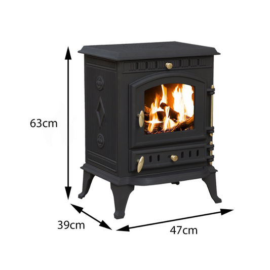 Royal Fire™ 8kW Cast Iron Wood and Charcoal Burning Stove