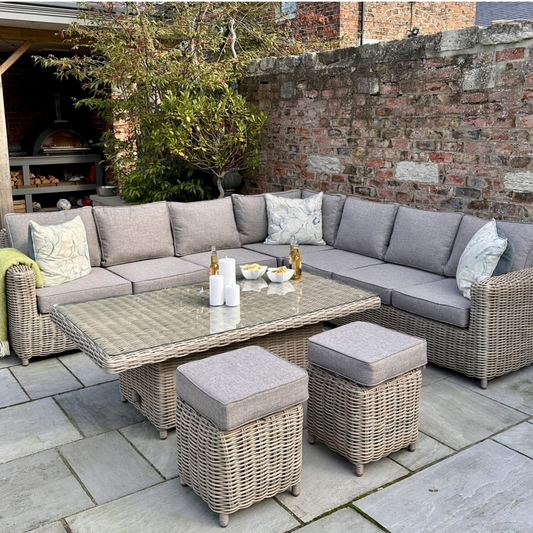 Amalfi Outdoor Large Corner Set With Riser Table + 2 Stools