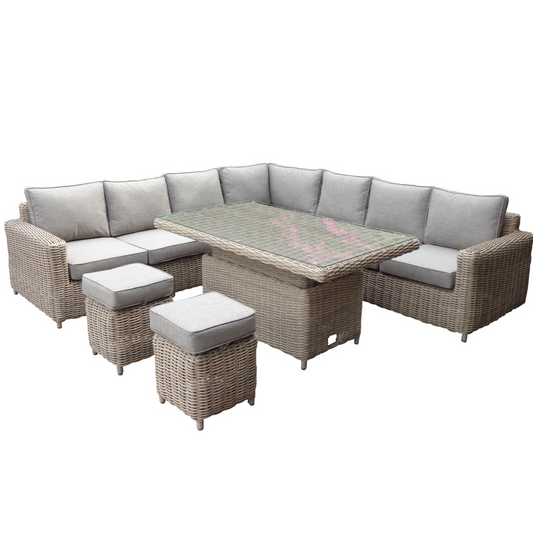 Amalfi Outdoor Large Corner Set With Riser Table + 2 Stools