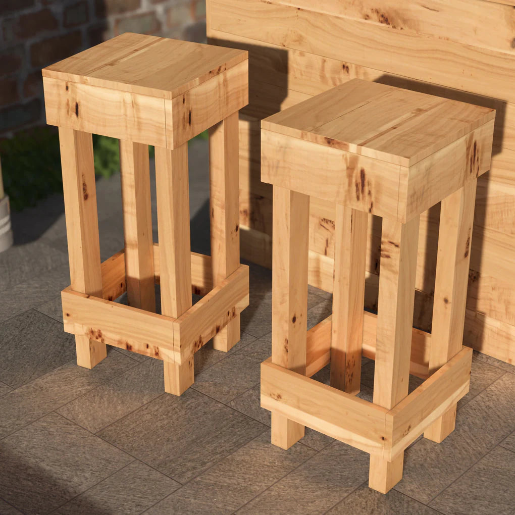 Rustic Wooden Bar & Bar Stools Set (Includes LED's)