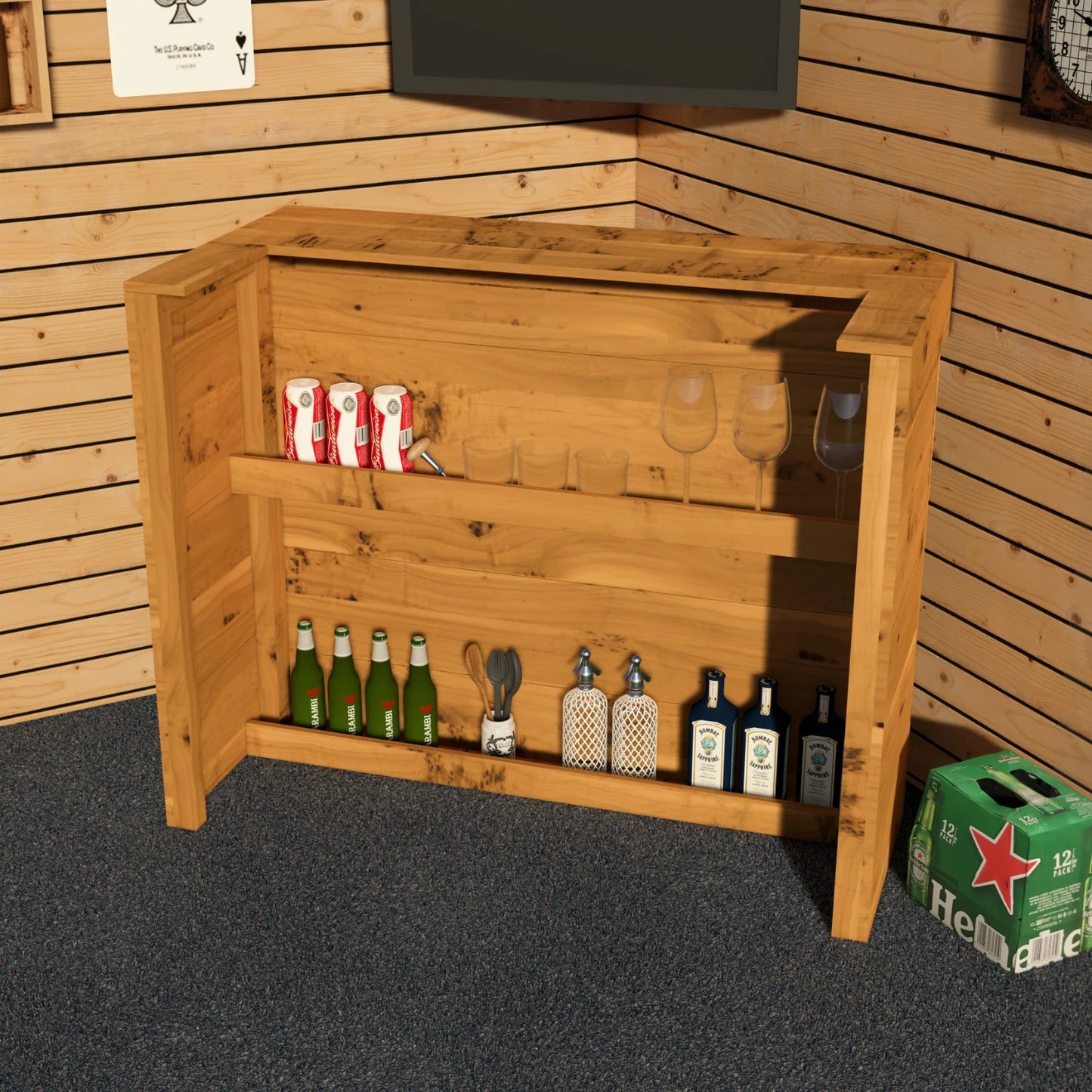Rustic Wooden Man Cave Bar
