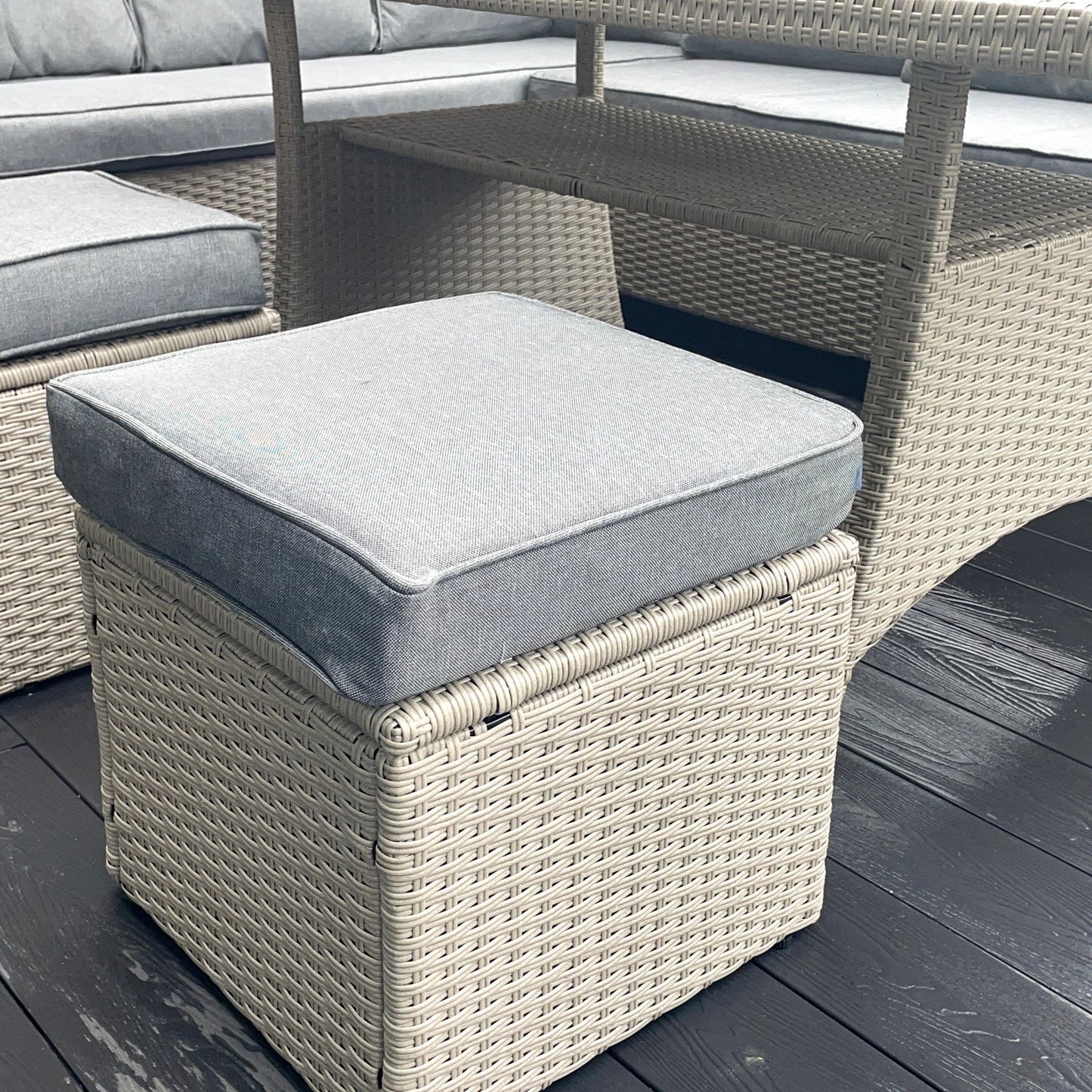 York 8 Seat Grey Rattan Corner Sofa Dining Set