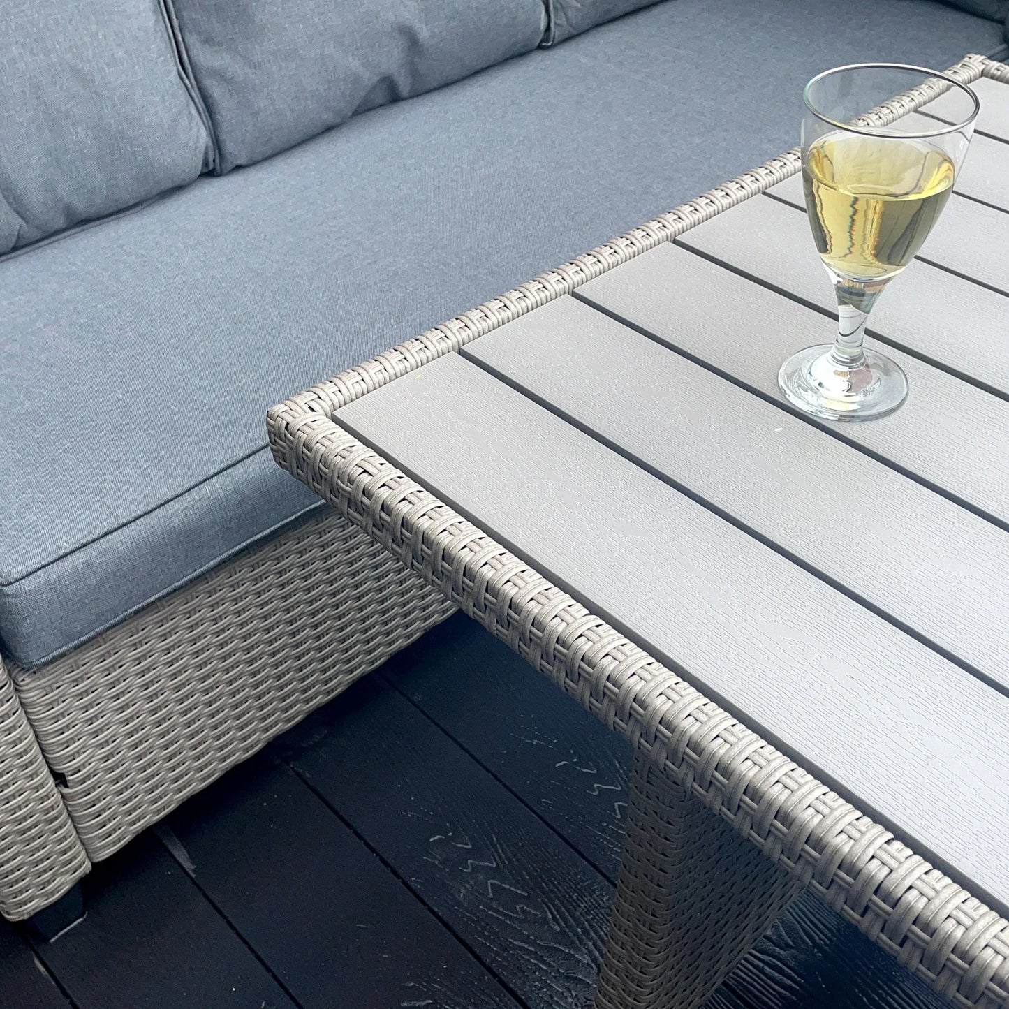 York 8 Seat Grey Rattan Corner Sofa Dining Set