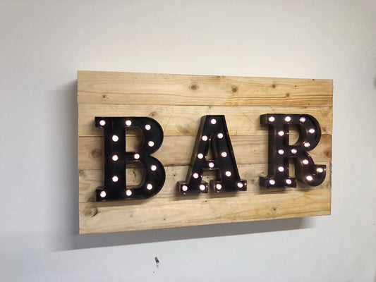 Rustic Wooden Drop Down Bar (Including Light-Up Sign)