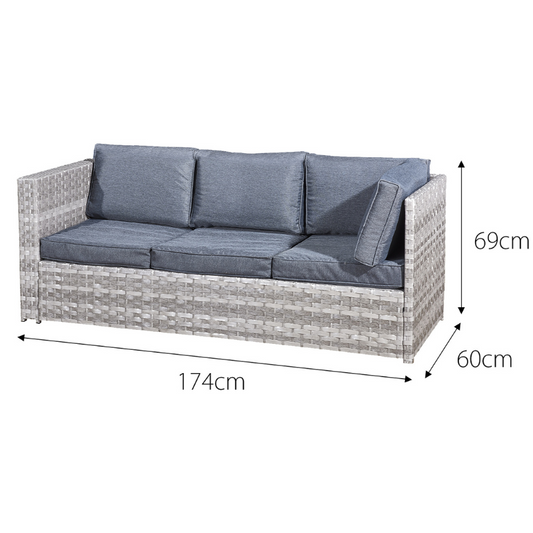 Acorn Rattan 6 Seat Corner Sofa Set in Dove Grey