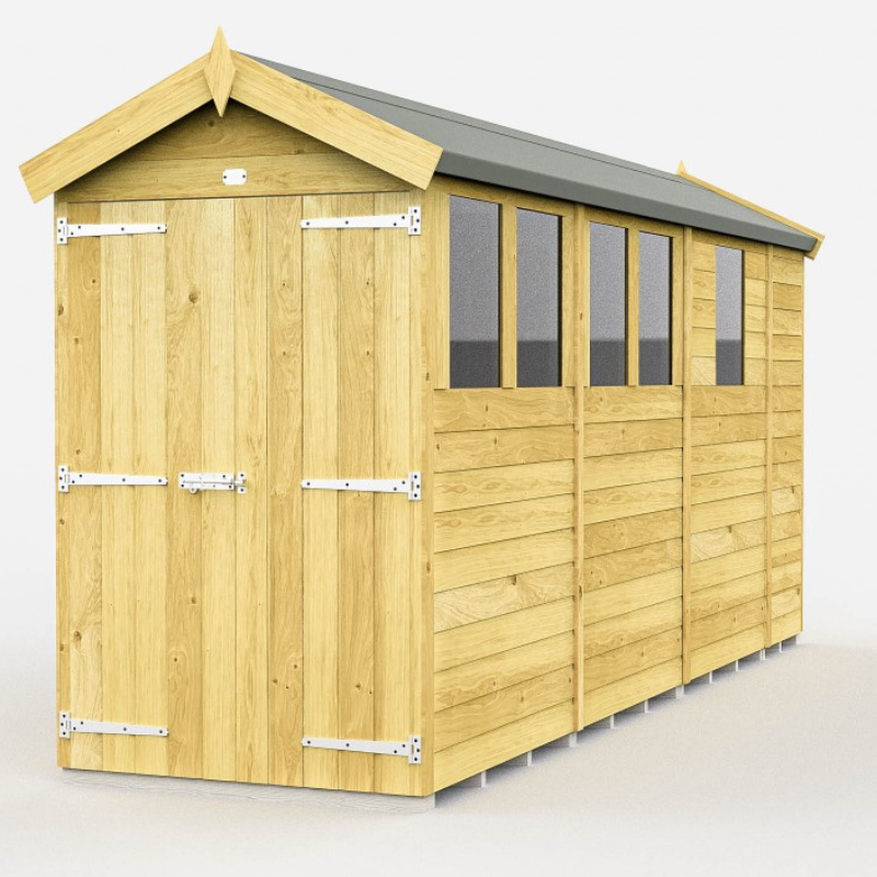 Apex Shed 4ft Double Door With Windows