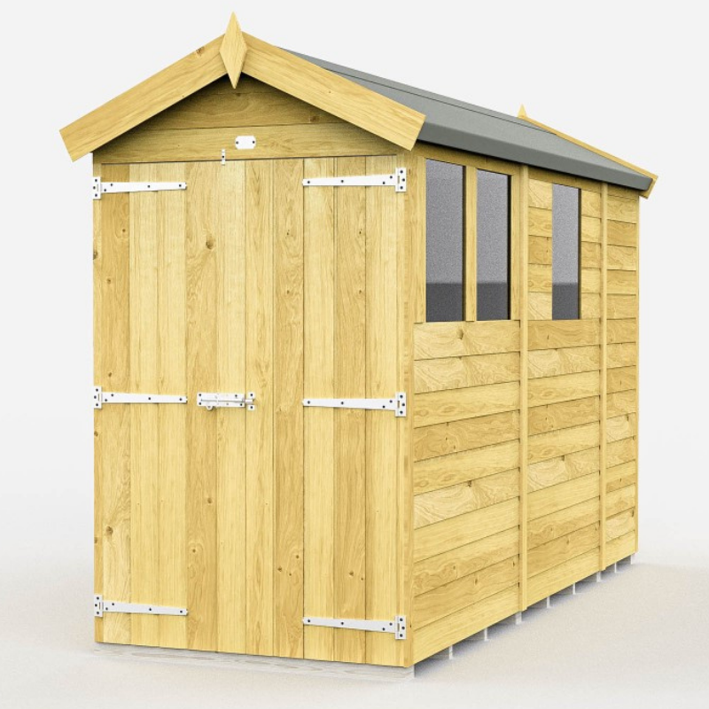 Apex Shed 4ft Double Door With Windows