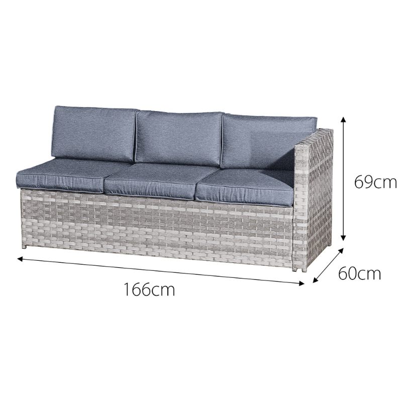 Acorn Rattan 6 Seat Corner Sofa Set in Dove Grey